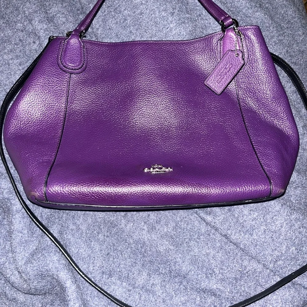 ✨ Coach Edie 31 Purple Pebbled Leather Shoulder Bag / Tote ✨ - Picture 6 of 7